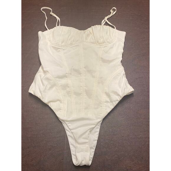Zara Cream Corset Bodysuit Roused Bust Adjustable Strap Size Small Coquette Sexy - Picture 2 of 7
